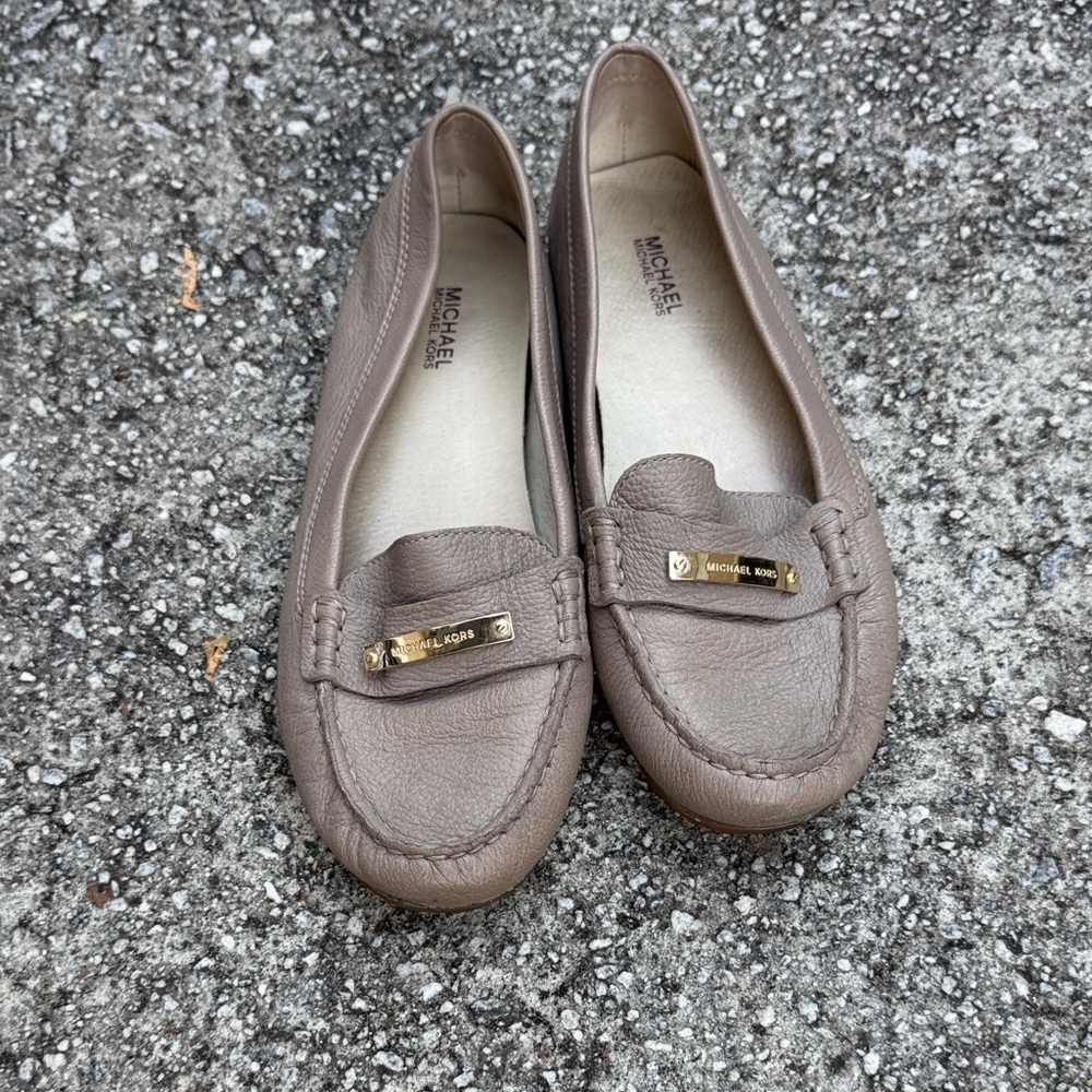 Michael Kors Taupe Leather Loafers
